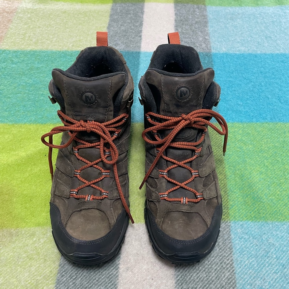 Merrell Men's Moab 3 Prime Mid Wp Hiking Boot Brown Black Orange